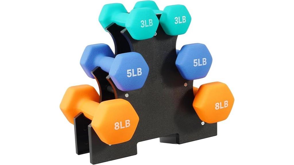 colorful neoprene dumbbell set