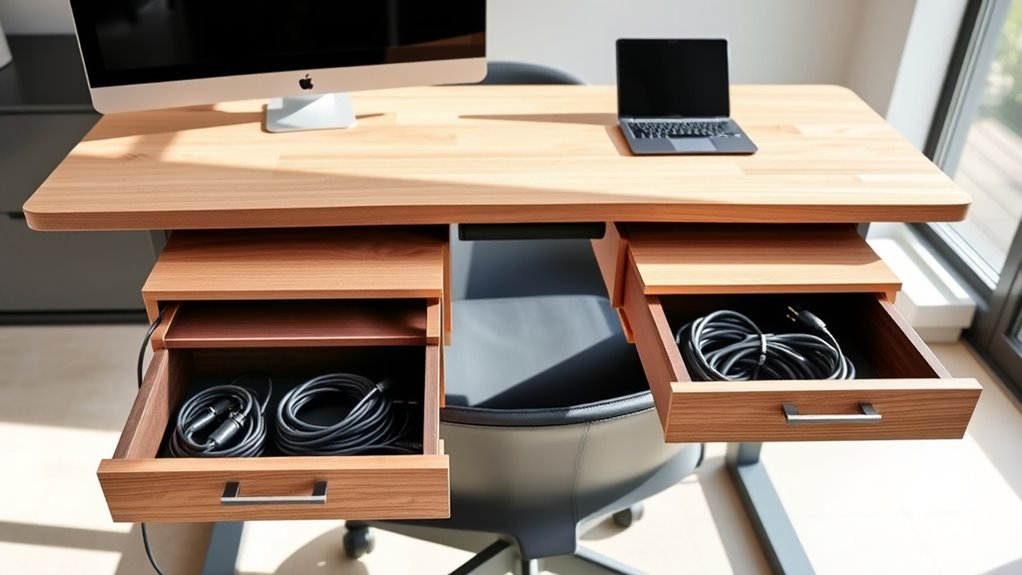 clutter free adjustable desk