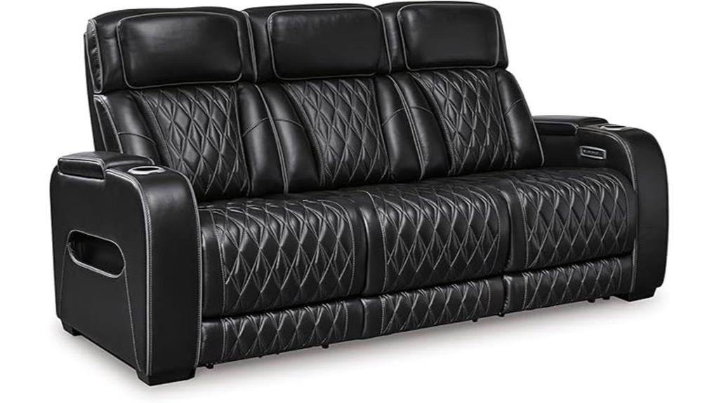 leather reclining sofa with tech